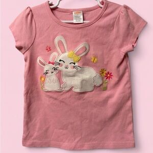 Gymboree Girls 5T Pink Bunny Easter Shirt Embroidered Rabbit Spring Top